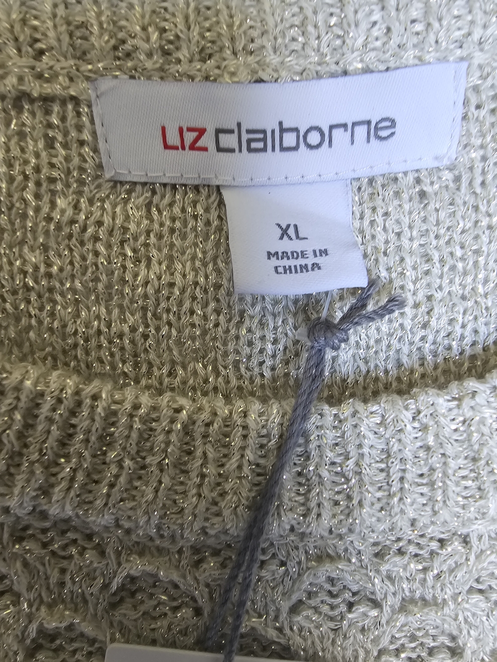 Liz Claiborne Metallic Crema Gold Textured Knit Crewneck Sweater XL NWT - Picture 7 of 16